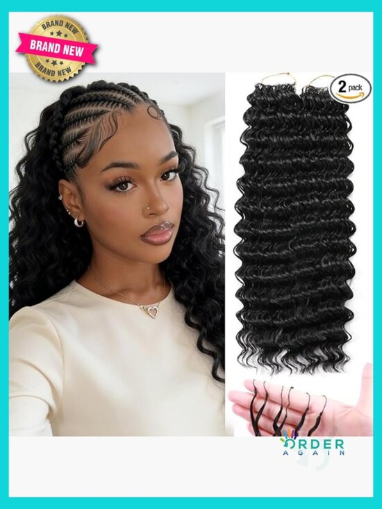 Curly Feather Crochet Hair Deep Wave 18 Inch Synthetic Pre-Separated Roots